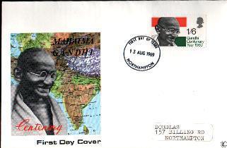 UK 1969 FDC Ghandi With Address  F1041 - 1952-1971 Pre-Decimal Issues