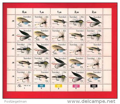 TRANSKEI, 1982, MNH Stamp(s) In Full Sheets, Fishing Flies,  Nr(s) 98-102 - Transkei