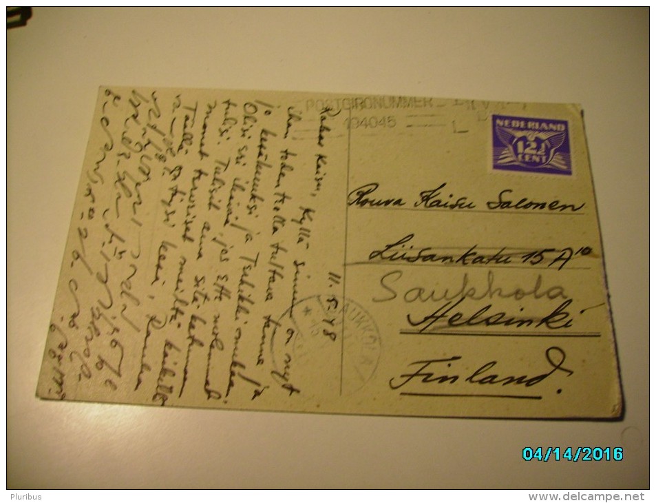 HILVERSUM  GROETEN UIT , USED 1948  TO FINLAND  CANCELLATION , POSTGIRONUMMER 194045 ,  JUDAICA  ? , 0 - Hilversum