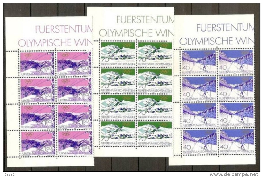 1979 Liechtenstein OLIMPIADI INVERNALI  WINTER OLYMPICS 8 Serie Di 3v. In Blocco MNH** - Inverno