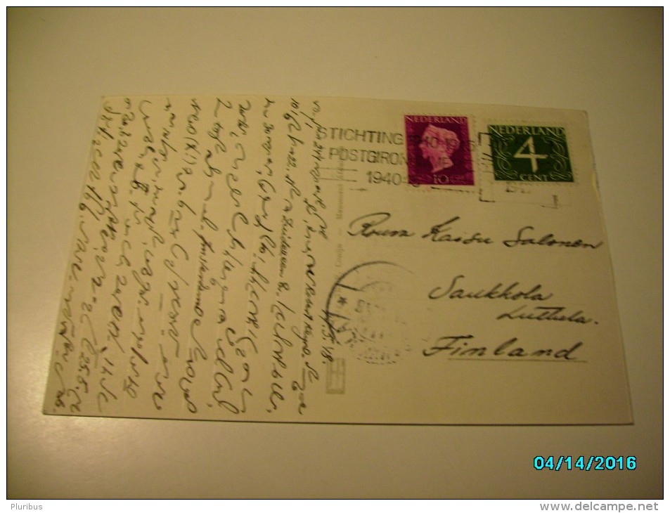 AFSLUITDIJK HOLLAND FRIESLAND , USED 1948  TO FINLAND  CANCELLATION , POSTGIRONUMMER 194045 HILVERSUM  ,  JUDAICA  ? , 0 - Den Oever (& Afsluitdijk)