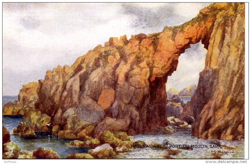 SALMON ART 2498 - NATURAL ARCH, PORT DU MOULIN, SARK By C G BLAMPIED - Sark