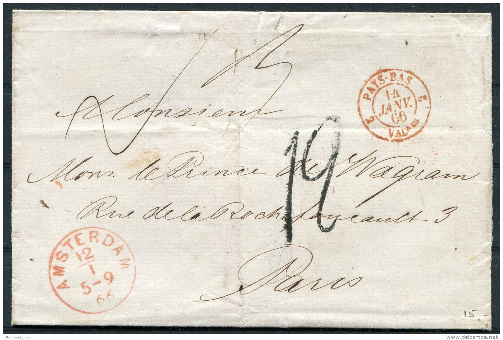 1860s Group Of 8 Netherlands Amsterdam Wrappers - Le Prince De Wagram, Boissy Saint Leger, Paris, France - Covers & Documents