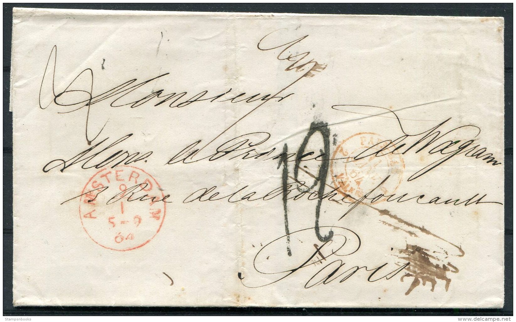 1860s Group Of 8 Netherlands Amsterdam Wrappers - Le Prince De Wagram, Boissy Saint Leger, Paris, France - Covers & Documents