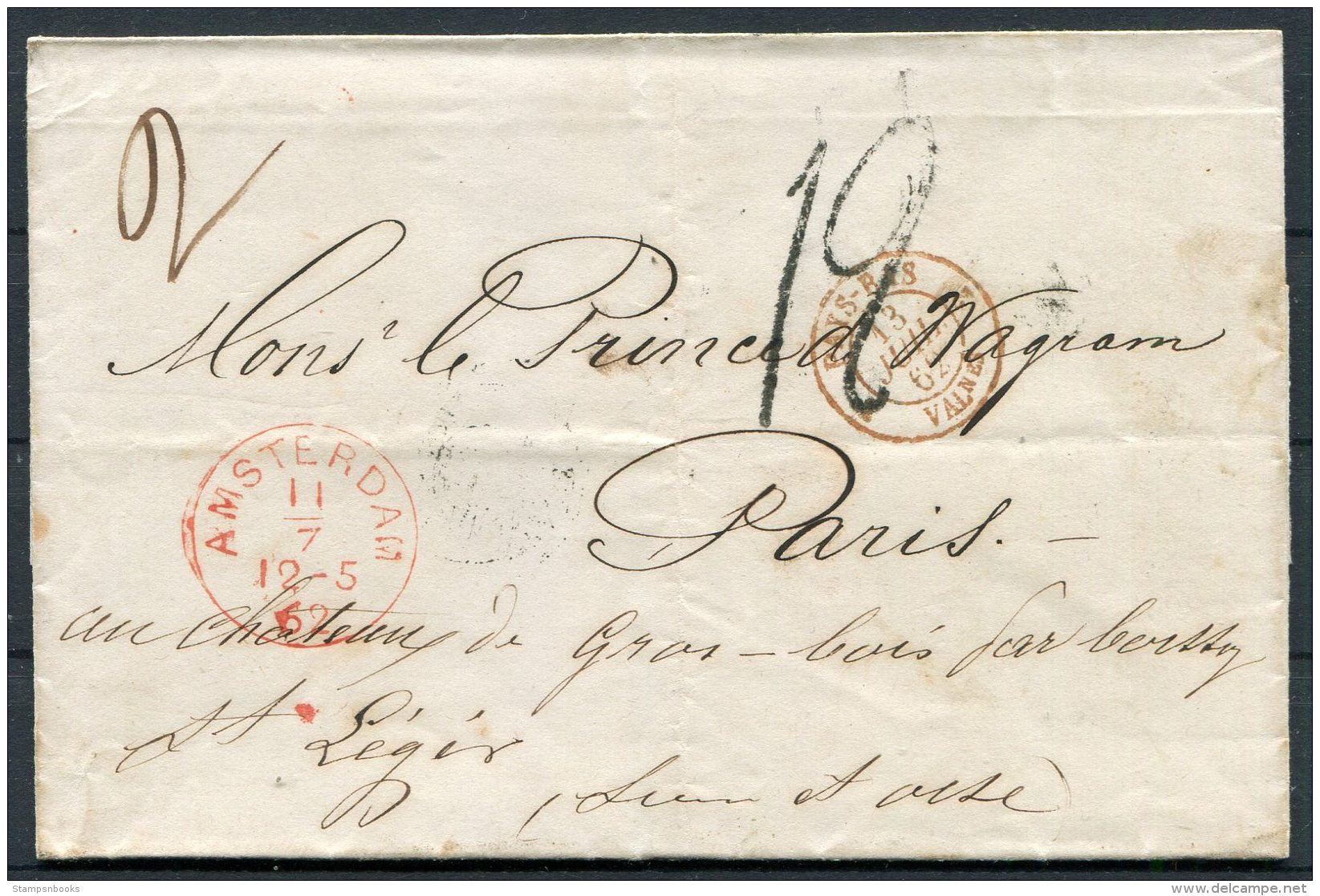 1860s Group of 8 Netherlands Amsterdam wrappers - Le Prince de Wagram, Boissy Saint Leger, Paris, France