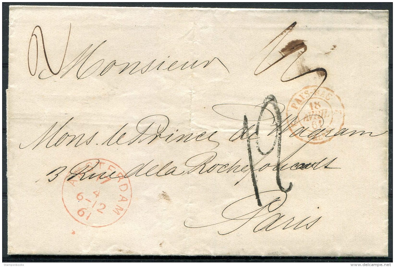 1860s Group of 8 Netherlands Amsterdam wrappers - Le Prince de Wagram, Boissy Saint Leger, Paris, France