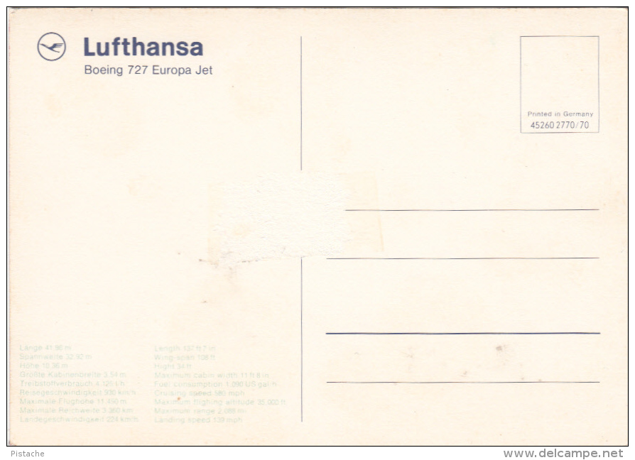 Lufthansa - Boeing 727 Europa Jet - Airplane Aviation - 2 Scans - 1946-....: Modern Era