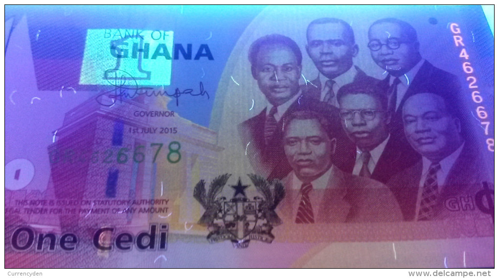 Ghana P37g?, 1 Cedi, 6 Of Country's Leaders / Akosombo Dam $4CV  See UV Image - Ghana