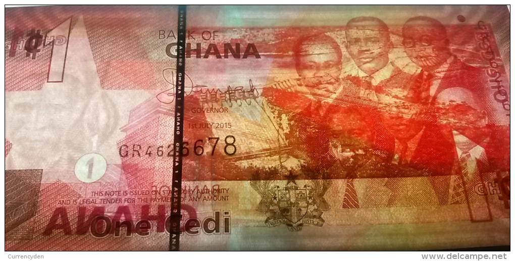 Ghana P37g?, 1 Cedi, 6 Of Country's Leaders / Akosombo Dam $4CV  See UV Image - Ghana