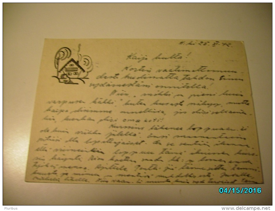 FINLAND  1942 POSTCARD  HELSINKI  TO SAUKKOLA, SOPHIE MANNERHEIM CHARITY , 0 - Lettres & Documents