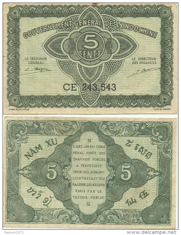 French Indochina - 5 Cents 1942 - Indochina