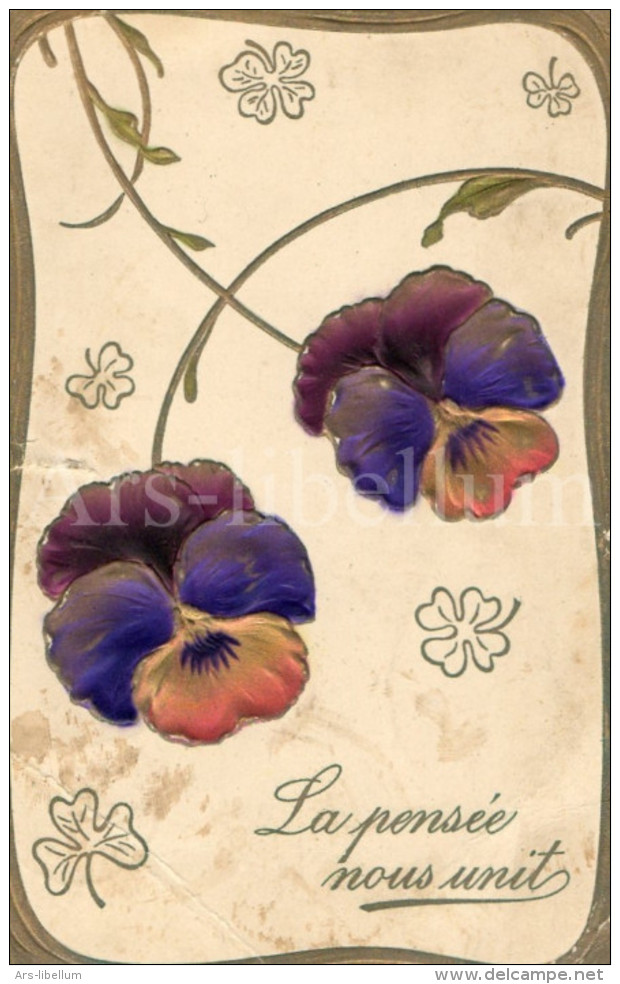 Postcard / CP / Postkaart / RELIEF / Fleurs / Flowers / La Pensée Nous Unit / Ed. P F B / Serie 8384 / 1912 - Altri & Non Classificati