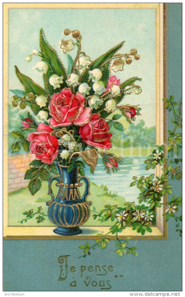 Postcard / CP / Postkaart / RELIEF / Fleurs / Flowers / Je Pense à Vous / Printed In Germany / Ser. 7250 / 1910 - Sonstige & Ohne Zuordnung