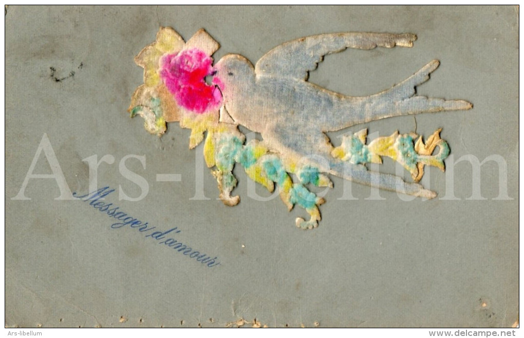 Postcard / CP / Postkaart / RELIEF / Fleurs / Flowers / Messager D'amour / Pigeon / 1906 - Sonstige & Ohne Zuordnung