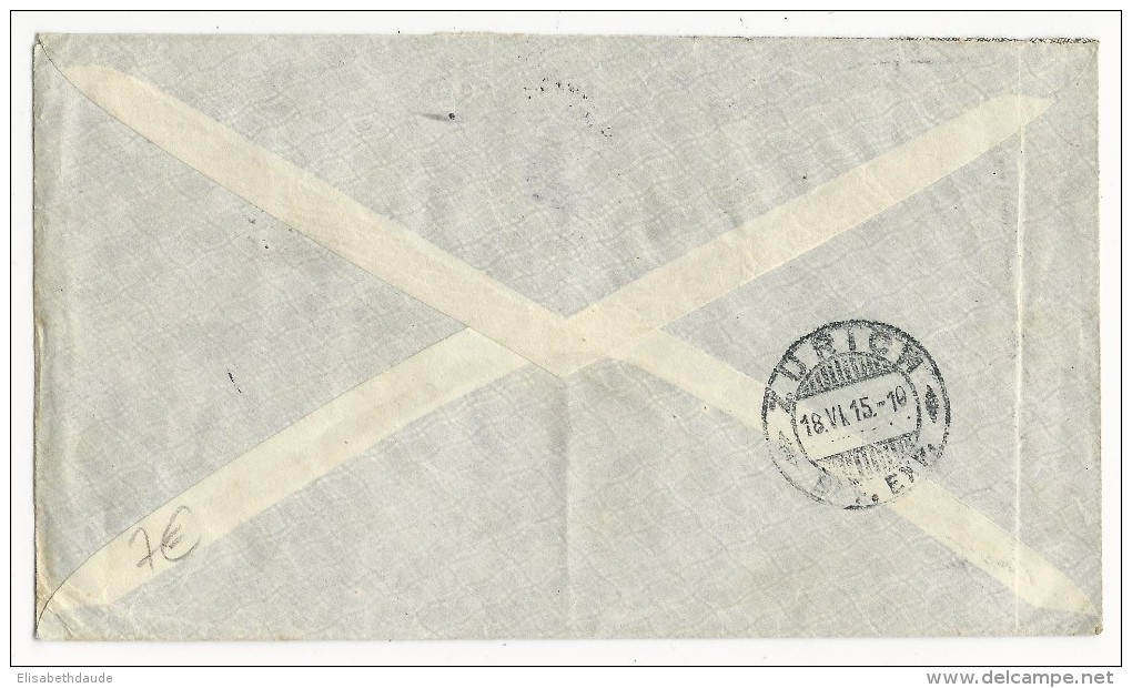 BELGIQUE - 1915 - ENVELOPPE CENSUREE De BRUXELLES Pour ZÜRICH (SUISSE) - OC1/25 Gobierno General