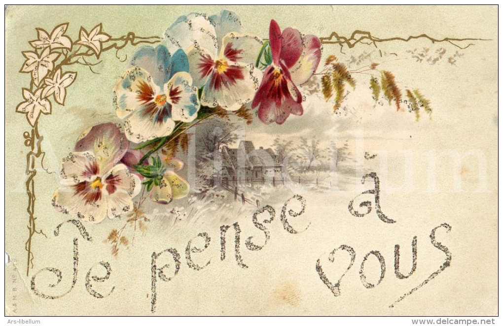 Postcard / CP / Postkaart / RELIEF / Fleurs / Flowers / Je Pense à Vous / Ed. A & M B No 419 - Sonstige & Ohne Zuordnung