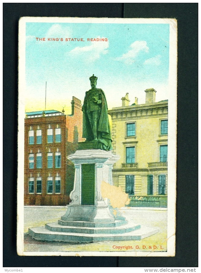 ENGLAND  -  Reading  The Kings Statue  Used Vintage Postcard As Scans (surface Damage On Plinth) - Reading