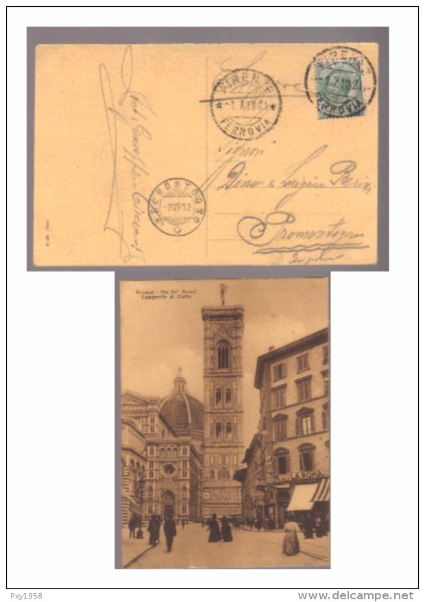 5724-Da Firenze Per La Svizzera 1/7/1912 Cartolina Di Firenze, Campanile Di Giotto, Animata - Marcophilia