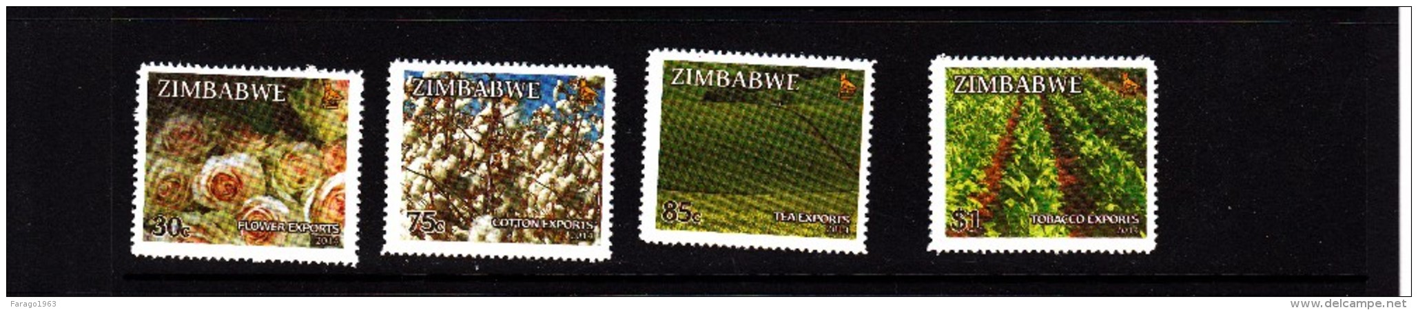 2014 Zimbabwe Exports Cotton Tea Tobacco Roses  Complete  Set NH - Zimbabwe (1980-...)