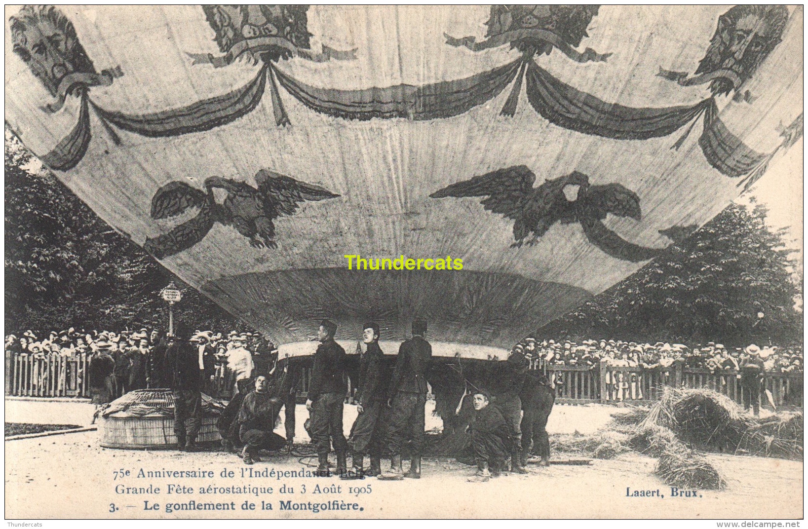 CPA 75 Eme  ANNIVERSAIRE DE L'INDEPENDANCE BELGE GRANDE FETE AEROSTATIQUE 1905 LE GONFLEMENT DE LA MONTGOLFIERE - Luchtballon
