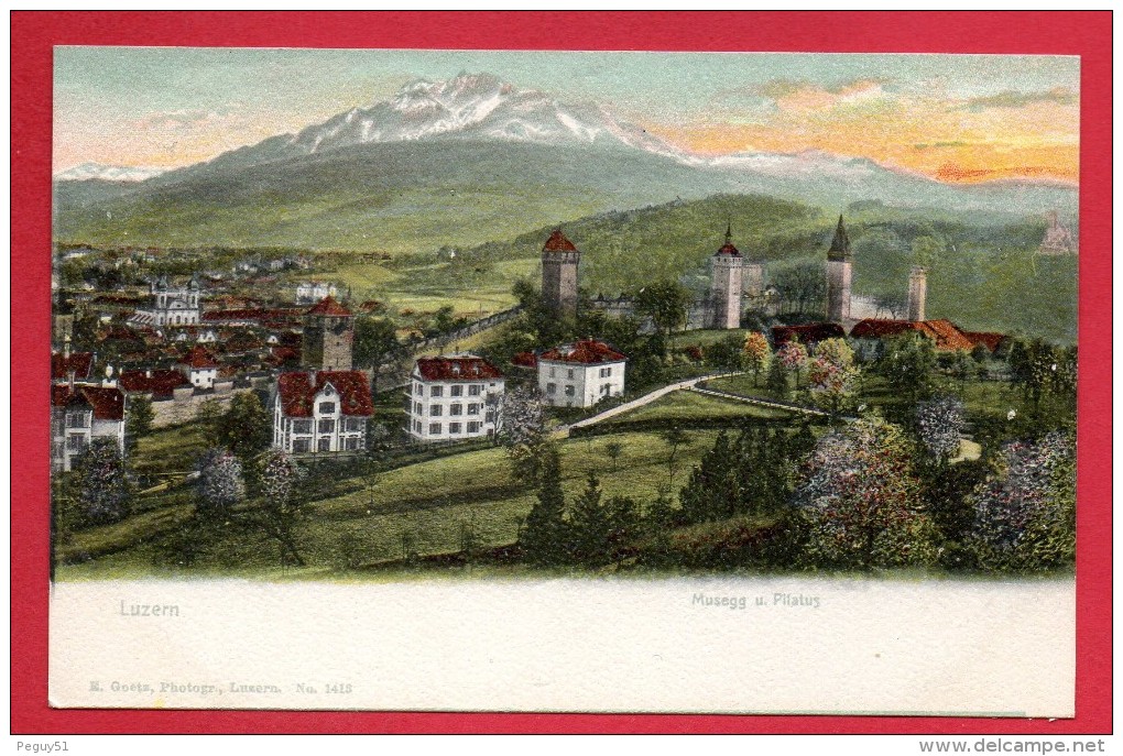 Suisse. Lucerne. Les Remparts De La Musegg. L'église St. François-Xavier Et Le Mont Pilate. Ca 1900 - Lucerne