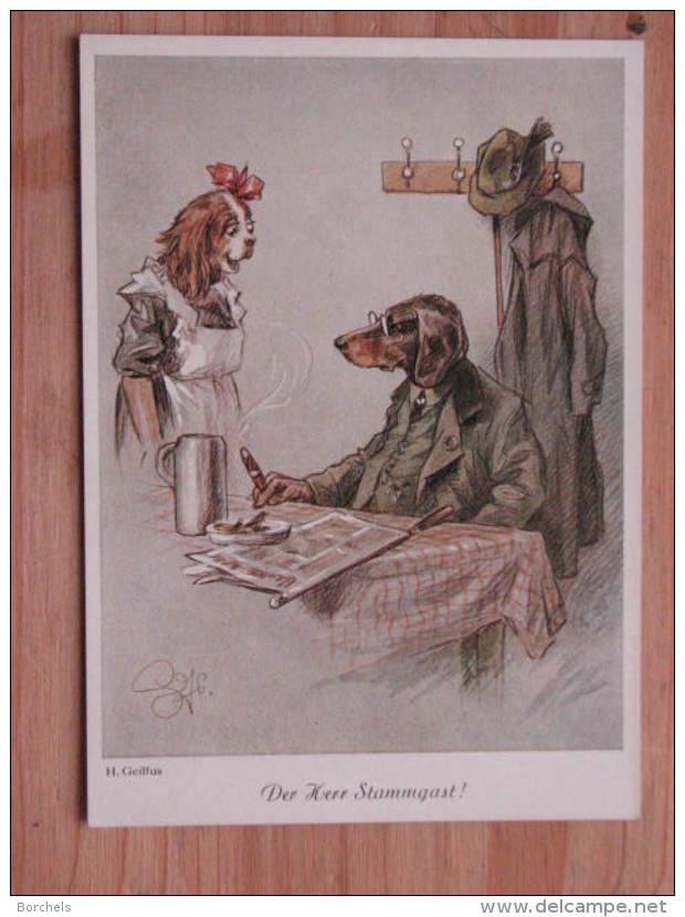 Hund149 : Hunde In Kleidung - H. Geilfus: "Der Herr Stammgast!" - Unbeschrieben - Sehr Gut Erhalten .- Köhn 2261 - Hunde