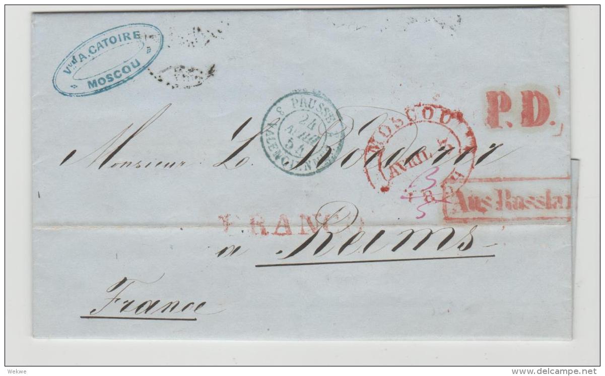 RL179 // - RUSSLAND -  Moskau 1854 Nach Reims/ Frankreich, Franco - ...-1857 Vorphilatelie