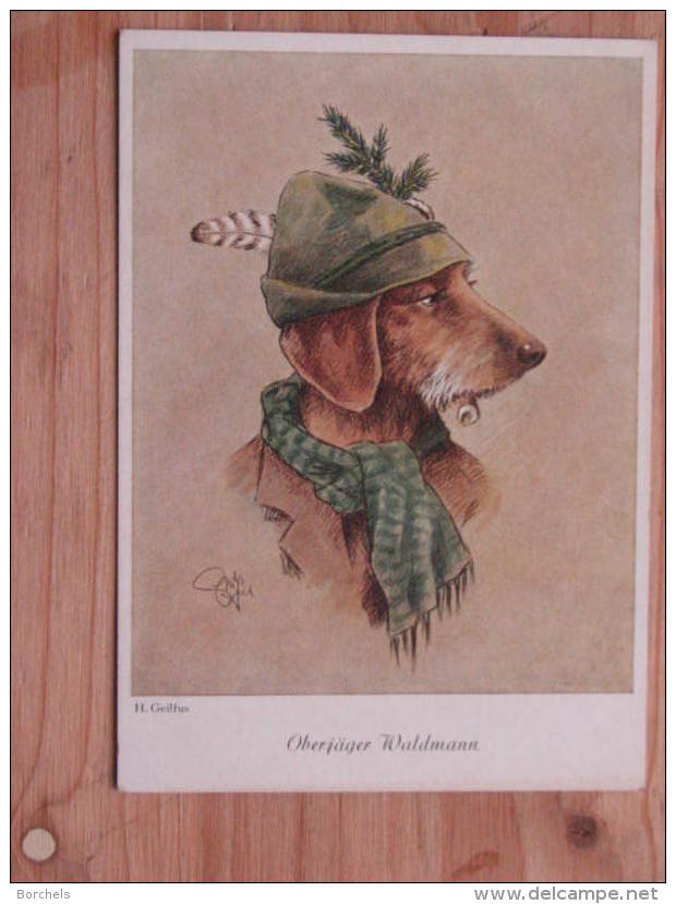 Hund153 : Hunde In Kleidung  - H. Geilfus: "Oberjäger Waldmann" - Unbeschrieben - Gut Erhalten .- Köhn 2194 - Hunde