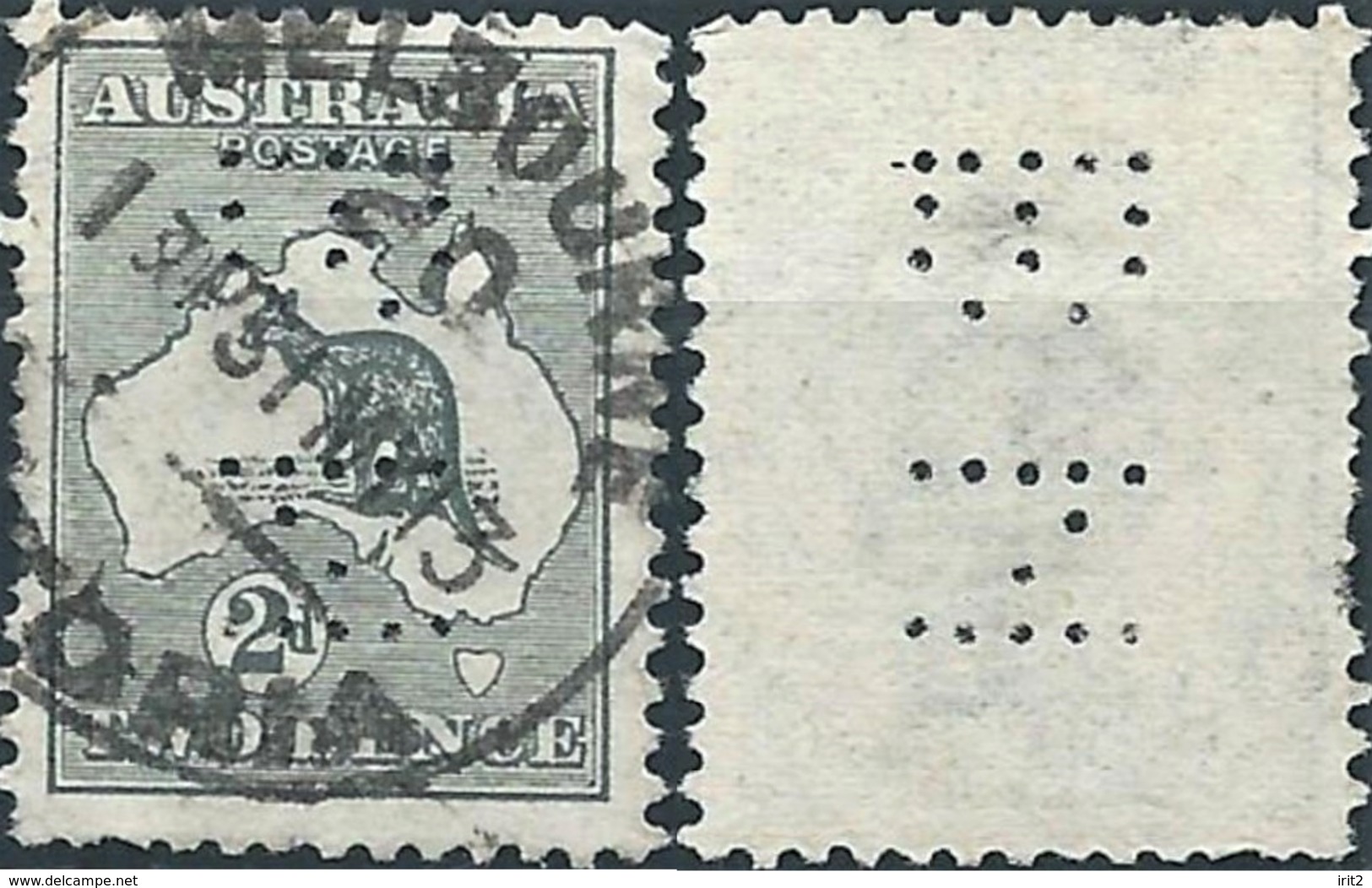 AUSTRALIA 1913 Kangaroo 2P ( PERFIN ) RAR - Perforés