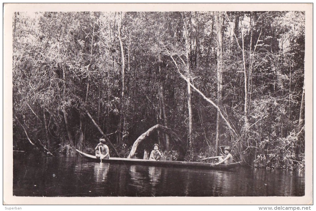 AMAZONAS - ORINOCO : PIAROS INDIANS NAVIGATING / CANOE - CARTE VRAIE PHOTO / REAL PHOTO POSTCARD ~ 1930 - '50 (u-153) - Venezuela