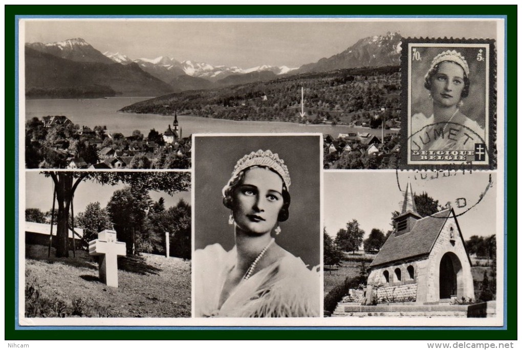 Carte Maximum Küssnacht (Suisse) La Chapelle Au Souvenir à S.M. Astrid 1935 Yv. N° 415 - 1934-1951
