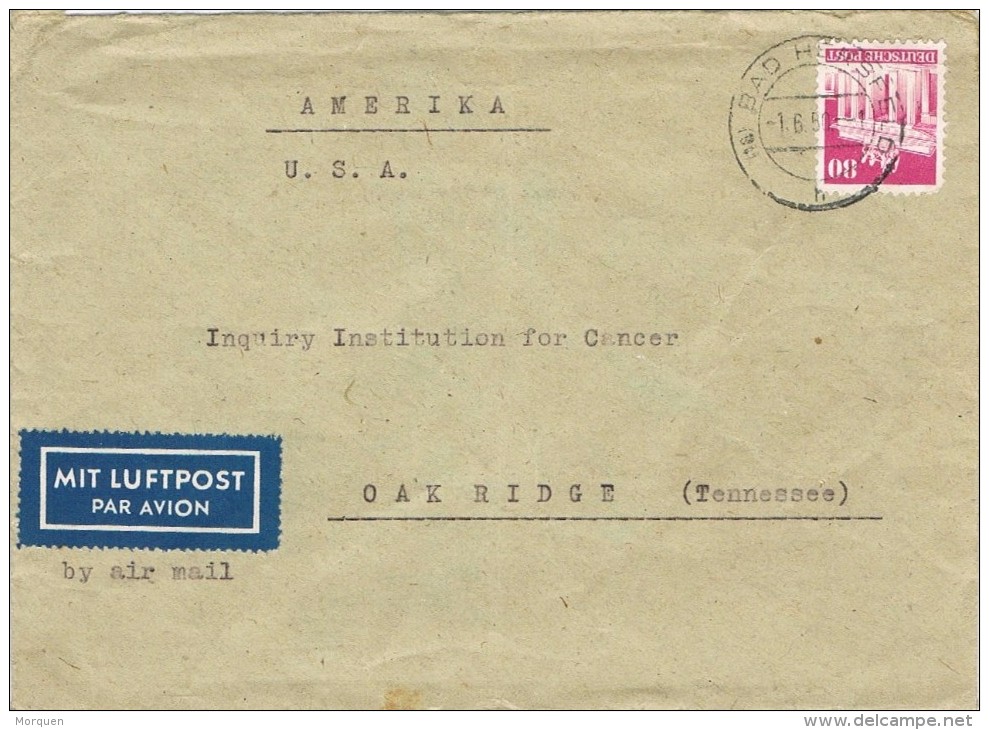 17598. Carta Aerea BAD HERSFELD (ocupation Zona Anglo American Alemania)  1950 To USA - Otros & Sin Clasificación