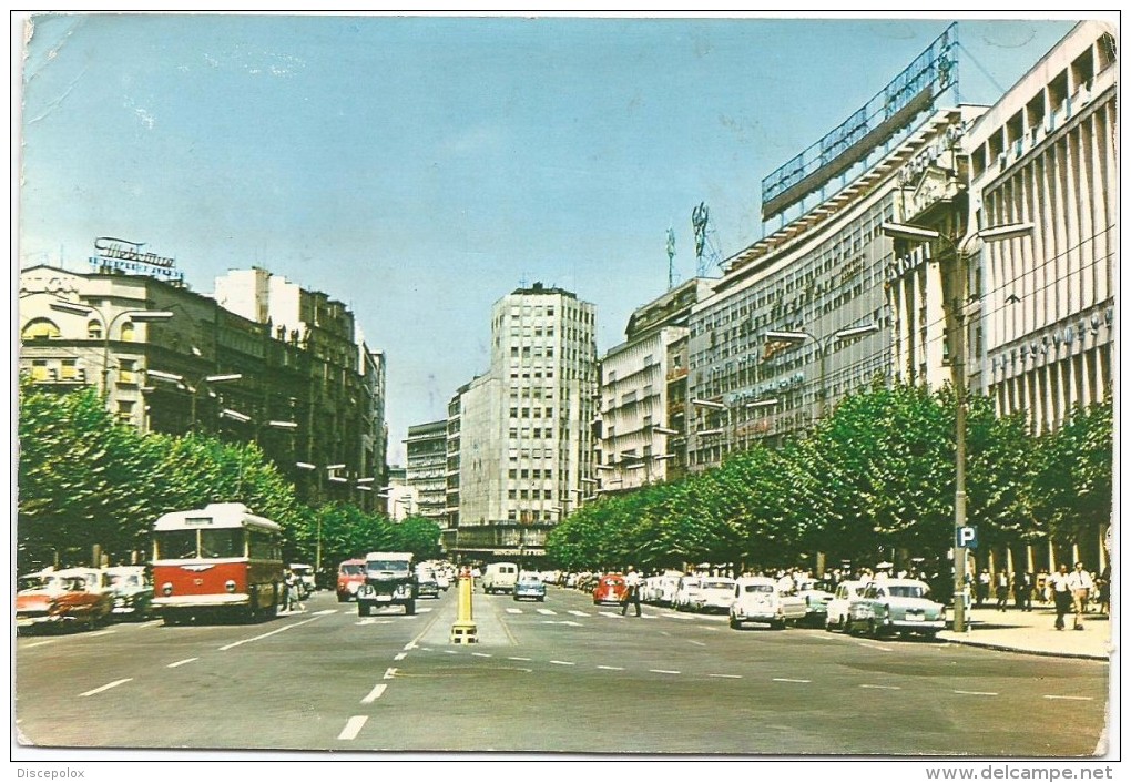 O3085 Beograd - Terazije - Auto Cars Voitures Bus Autobus / Viaggiata 1966 - Serbia