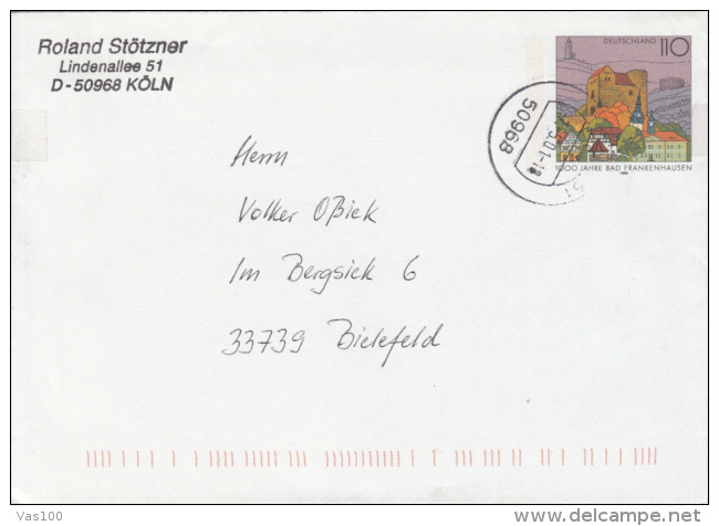 BAD FRANKENHAUSEN TOWN ANNIVERSARY, COVER STATIONERY, ENTIER POSTAL, 2001, GERMANY - Covers - Used