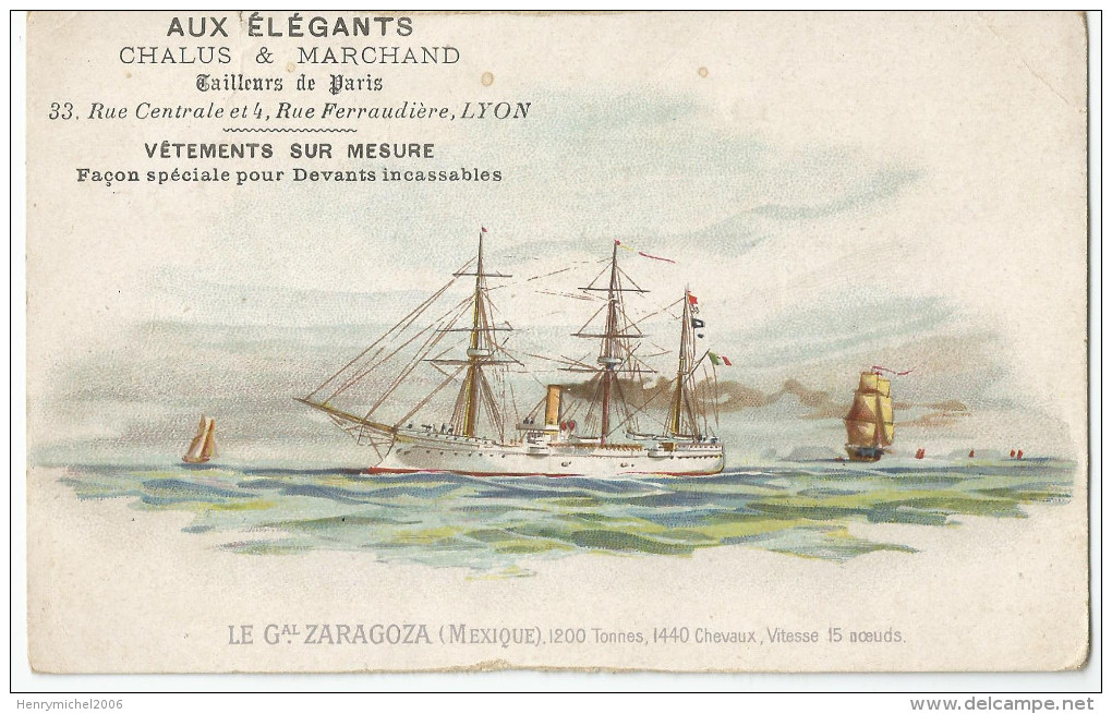 Voilier Zaragoza Mexique Pub Publicité Chalus Marchand Tailleurs De Paris Lyon - Sailing Vessels