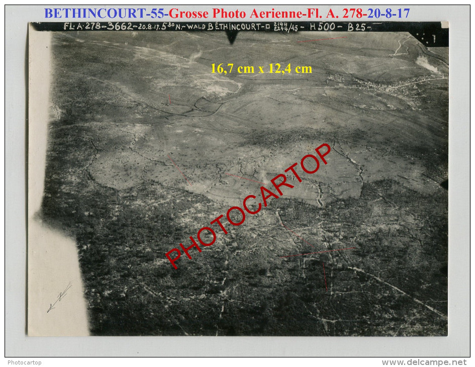 BETHINCOURT-20-8-17-Tranchees-Positions-Grosse PHOTO Aerienne Allemande-Fl. A. 278-Guerre 14-18-1 WK-France-55- - Autres & Non Classés