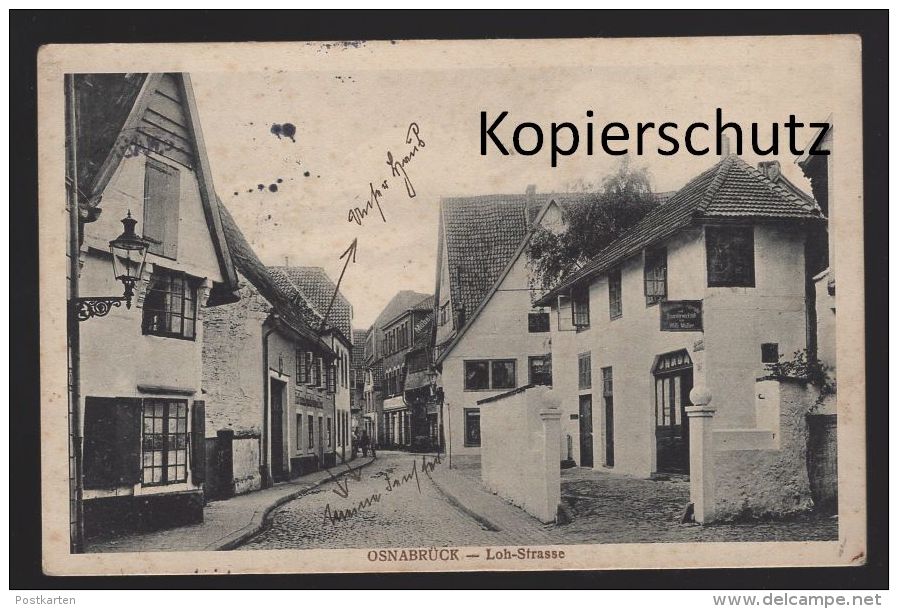 ALTE POSTKARTE OSNABRÜCK LOH-STRASSE NÄHMASCHINEN - FAHRRÄDER UND REPARATUR - WERKSTATT VON WILH. MÖLLER AK Cpa Postcard - Osnabrueck