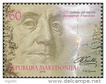 MK 2015-726 BENJAMIN FRANKLIN, MACEDONIA, 1 X 1v, MNH - Macédoine Du Nord