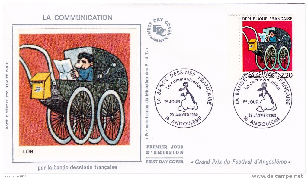 10000RF  FDC Soie J0 France BD Lob Collector Festival International 29-1-1988 Angoulème - 1980-1989