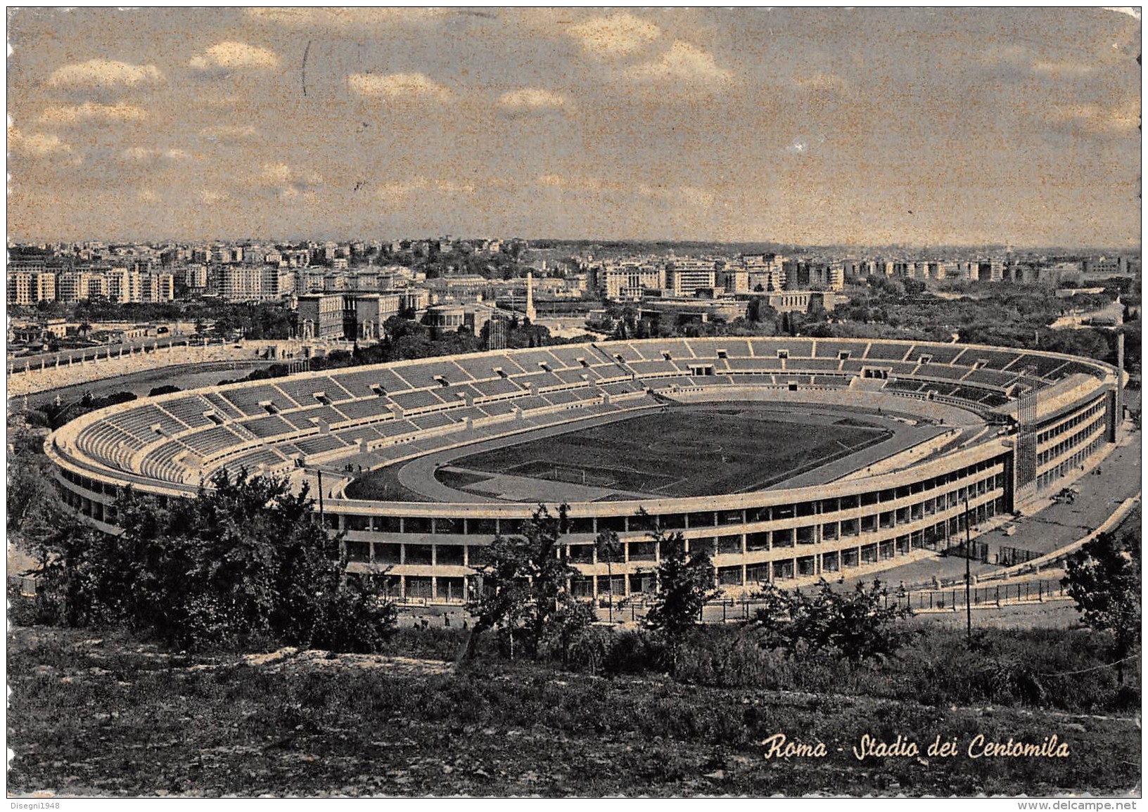 05218 "ROMA - STADIO DEI CENTOMILA" CART. POST. ORIG. SPEDITA 1962. - Stadien & Sportanlagen