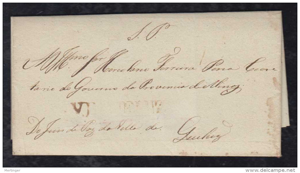 Brazil Brasil 1835 Offical Cover V.D. QUELUZ To OURO PRETO - Préphilatélie