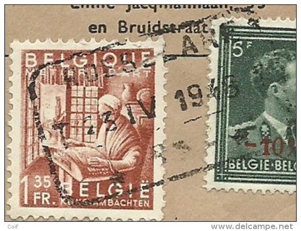 724T (-10%)+762 Op Brief Per EXPRES Met Telegraafstempel ROESELARE - 1946 -10%