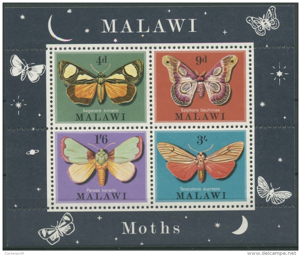 Malawi 1970 Schmetterlinge Nachtfalter Block 19 Postfrisch (C26603) - Malawi (1964-...)