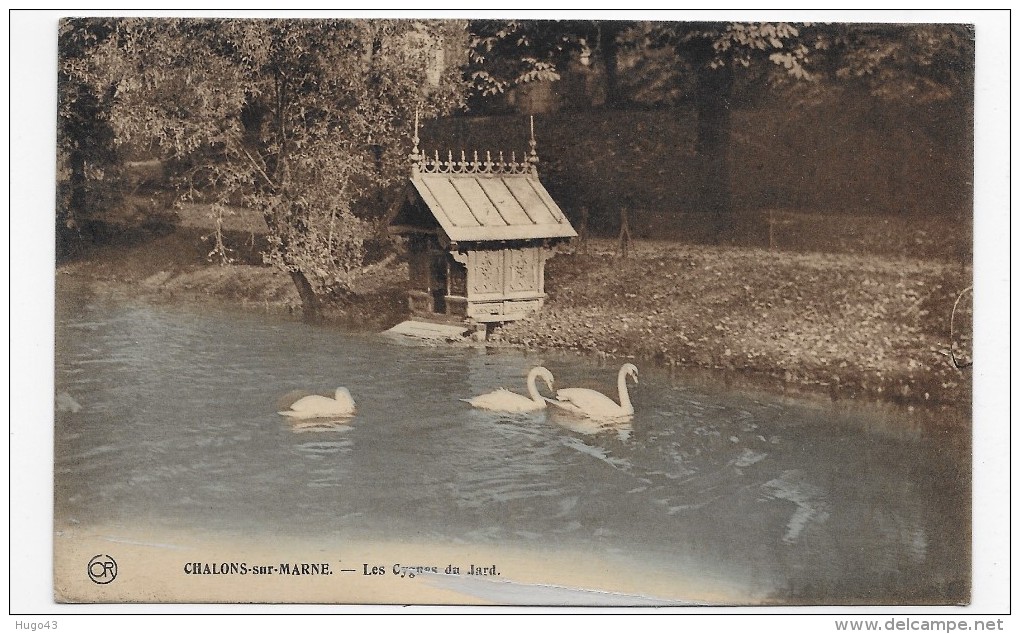 (RECTO / VERSO) CHALONS SUR MARNE EN 1929 - LES CYGNES DU JARD - CPA - Châlons-sur-Marne