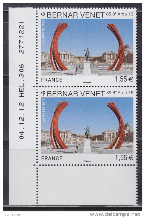 = Coin Daté Bernar Venet 85.8° Arc X 16 Sculpture 04.12.12 HEL .306  2771221 Bloc De 2 Timbres N°4723 - 2010-2019