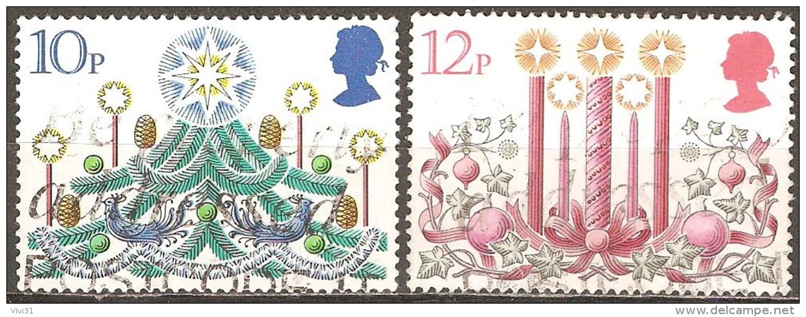 Grande Bretagne - 1980 - Arbre, Décorations Et Bougies - YT 959 Et 960 Oblitérés - Oblitérés