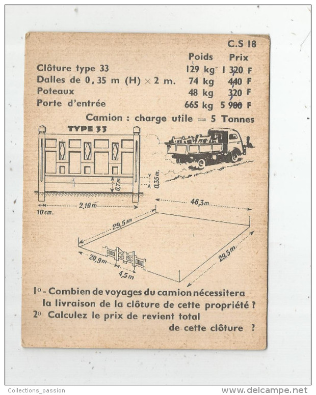 Fiche Cartonnée , Studia , école , C.S 18 , Camion - Otros & Sin Clasificación