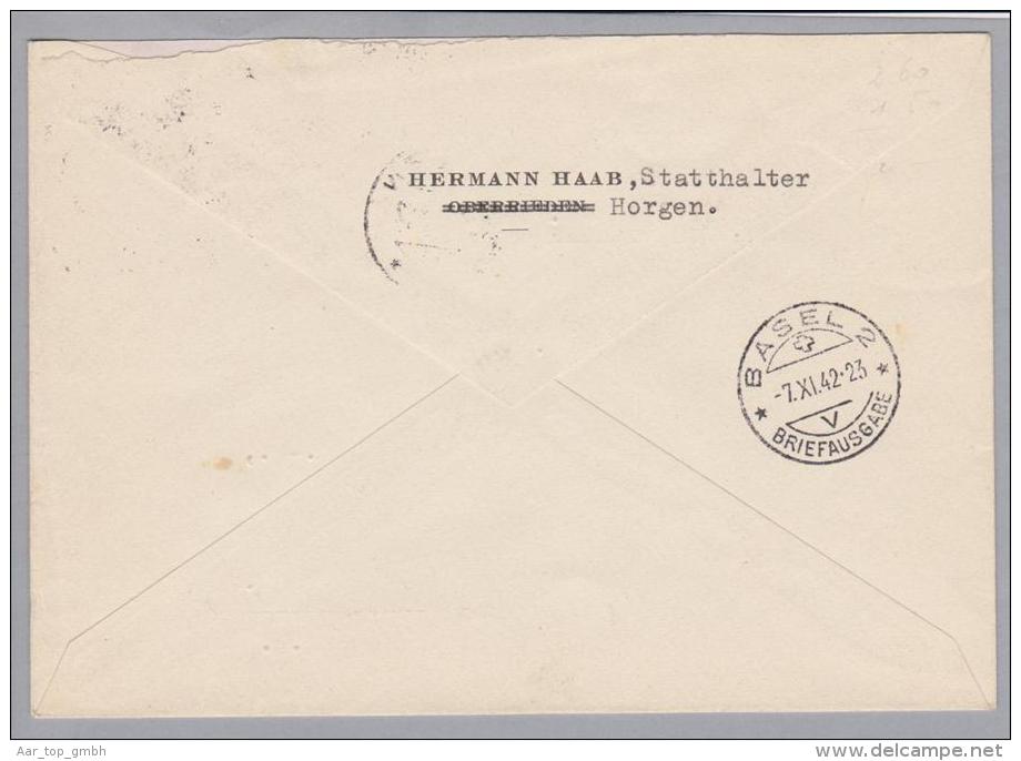 Schweiz KSZ Zusammendruck 1942-11-07 R-Brief Altstoff VB Zu# 256 I - Se-Tenant