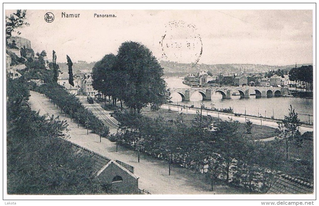 CPA : NAMUR  Panorama - Le Pont De Jambes Et Le Square De La Plante Vus De La Citadelle (avant Construction Casino) Tram - Namur