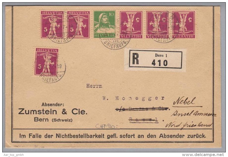 Schweiz KSZ Zusammendruck 1927-06-28 R-Brief Zu#Z 12 Zumstein Bern - Se-Tenant